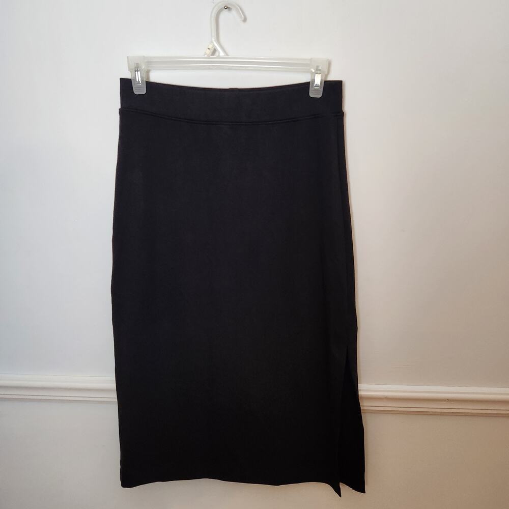 AYR High Hopes Midi Skirt Size Large Womens Black Pima Cotton Modal Side Slit